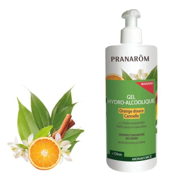 Pranarom - Aromaforce Gel Hydroalcoolique Orange /Cannelle 500ml