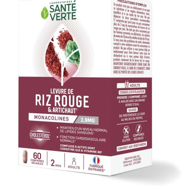 Sante Verte - Levure Riz Rouge - 60 Cp